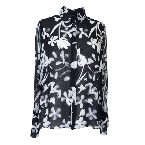 chanel floral silk button down mens|Chanel blouses tops.